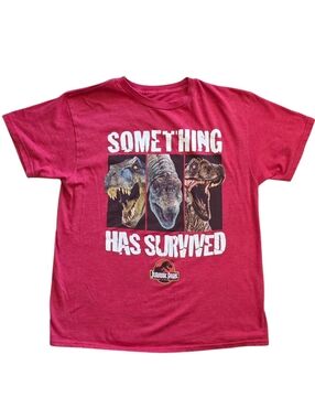 Jurassic Park Boys XL 14 to 16 Red Movie Tee Shirt Dinosaur Extra Large T Rex